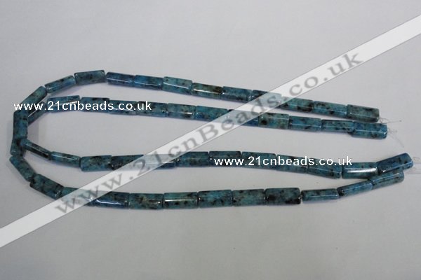 CLJ305 15.5 inches 8*16mm flat tube dyed sesame jasper beads wholesale