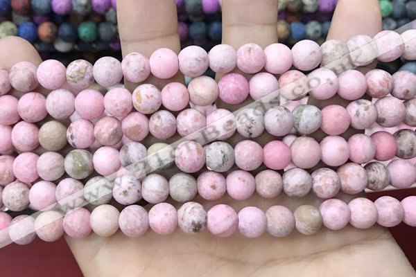 CLJ582 15 inches 8mm round matte sesame jasper beads