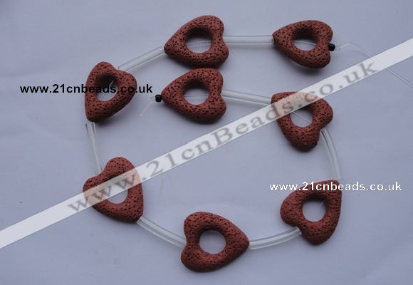 CLV26 15.5 inches 27*29mm heart red natural lava beads wholesale