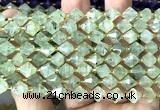 CME457 15 inches 8mm faceted bicone green rutilated quartz beads