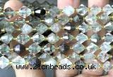 CME459 15 inches 8mm faceted bicone green phantom quartz beads