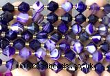 CME464 15 inches 8mm faceted bicone purple banded agate beads