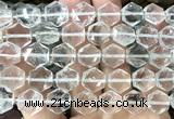 CME750 15 inches 12mm faceted hexagon white crystal beads