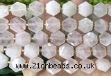 CME751 15 inches 12mm faceted hexagon rose quartz beads