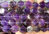 CME752 15 inches 12mm faceted hexagon amethyst gemstone beads