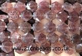 CME754 15 inches 12mm faceted hexagon strawberry quartz beads