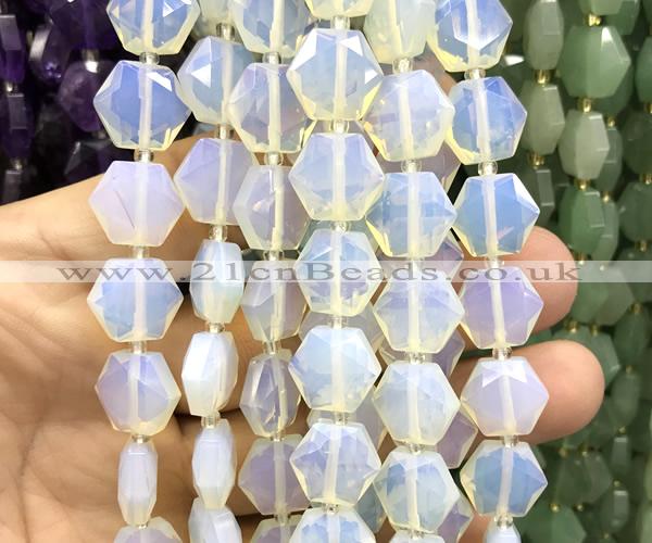 CME757 15 inches 12mm faceted hexagon white opalite beads