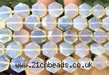 CME757 15 inches 12mm faceted hexagon white opalite beads