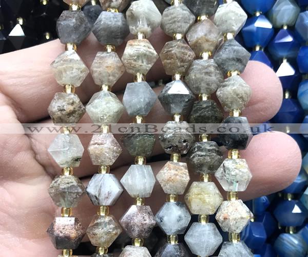 CME809 15 inches 8*10mm faceted bicone green phantom quartz beads