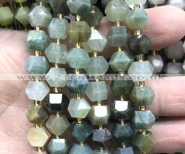 CME810 15 inches 8*10mm faceted bicone green rutilated quartz beads