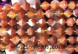 CME833 15 inches 8*10mm faceted bicone red banded agate beads