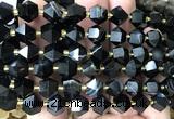 CME837 15 inches 8*10mm faceted bicone black banded agate beads