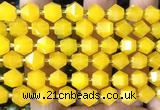 CME844 15 inches 8*10mm faceted bicone yellow candy jade beads