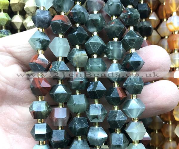 CME862 15 inches 8*10mm faceted bicone African blood jasper beads