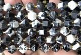 CME867 15 inches 8*10mm faceted bicone black & white jasper beads