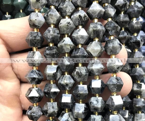 CME878 15 inches 8*10mm faceted bicone black labradorite beads