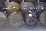 CMS1315 15.5 inches 14mm faceted round AB-color grey moonstone beads
