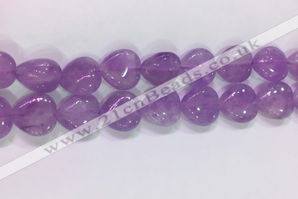 CNA985 15.5 inches 16*16mm heart natural lavender amethyst beads