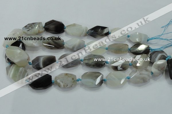 CNG492 15 inches 18*25mm – 25*32mm twisted & faceted nuggets agate beads