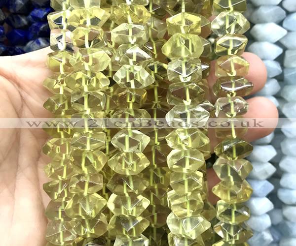 CNG9203 15 inches 7*11mm - 8*12mm faceted nuggets lemon quartz beads