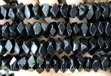 CNG9219 15 inches 7*11mm - 8*12mm faceted nuggets black tourmaline beads