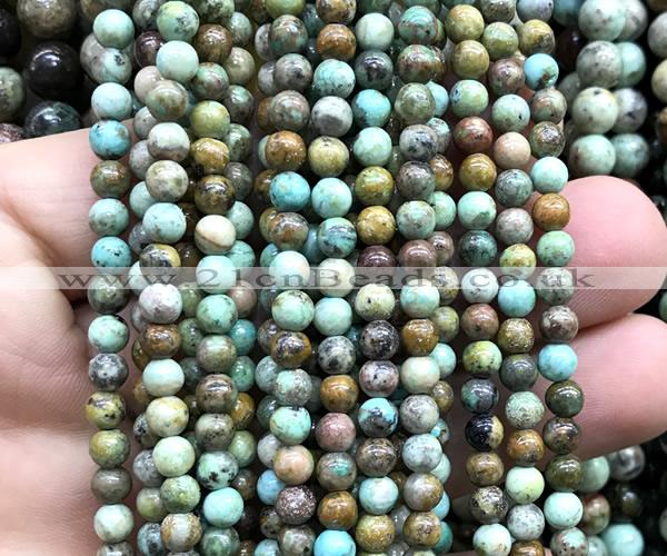 CNT590 15 inches 4mm round natural turquoise gemstone beads