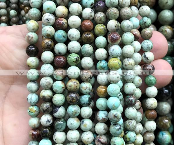 CNT591 15 inches 6mm round natural turquoise gemstone beads