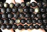 COB853 15 inches 10mm round golden obsidian gemstone beads