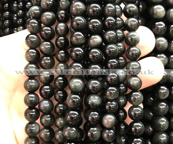 COB862 15 inches 8mm round rainbow obsidian beads wholesale