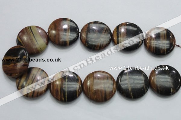 COP216 15.5 inches 35mm flat round natural brown opal gemstone beads