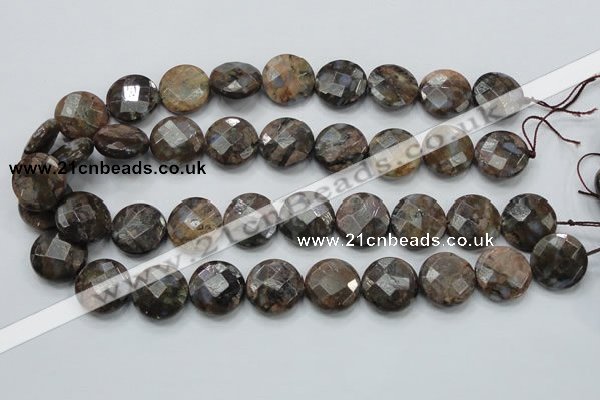 COP277 15.5 inches 20mm faceted round natural grey opal gemstone beads