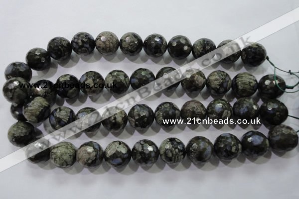 COP467 15.5 inches 18mm faceted round natural grey opal gemstone beads