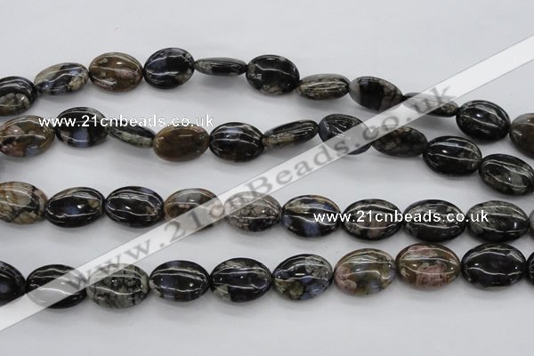 COP497 15.5 inches 12*16mm oval natural grey opal gemstone beads