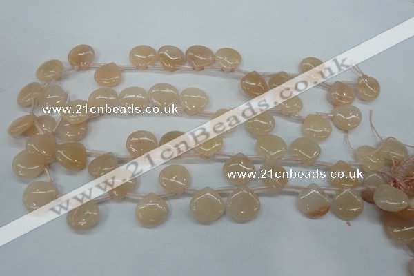 CPI20 Top-drilled 15*15mm flat teardrop pink aventurine jade beads