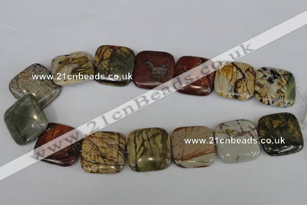 CPJ363 15.5 inches 30*30mm square picasso jasper gemstone beads