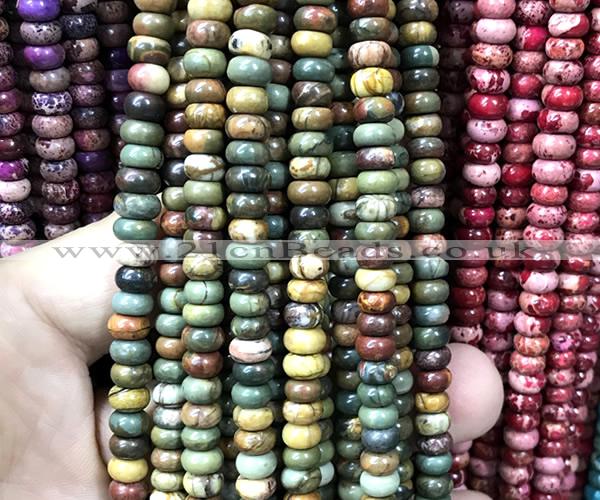 CPJ760 15 inches 5*8mm rondelle picasso jasper beads wholesale