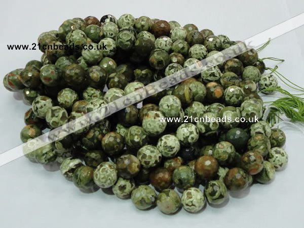 CPS60 15.5 inches 18mm faceted round green peacock stone beads