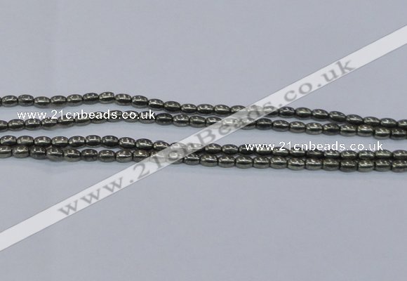 CPY596 15.5 inches 4*6mm rice pyrite gemstone beads wholesale