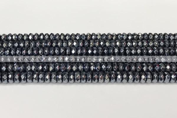 CRB5712 15 inches 5*8mm faceted rondelle AB-color black agate beads