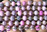 CRB6044 15 inches 6*8mm faceted rondelle fuchsia crazy lace agate beads