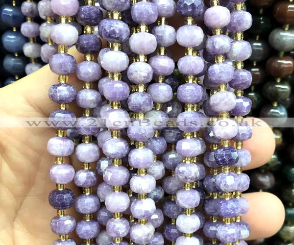 CRB6055 15 inches 6*8mm faceted rondelle lepidolite beads