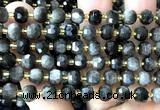 CRB6067 15 inches 6*8mm faceted rondelle silver obsidian beads