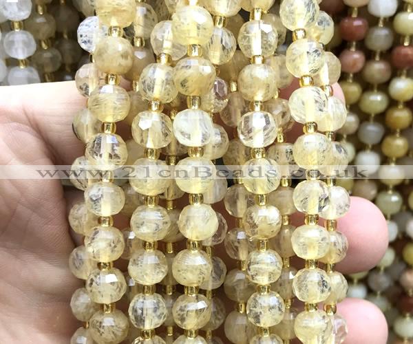 CRB6088 15 inches 6*8mm faceted rondelle yellow watermelon beads