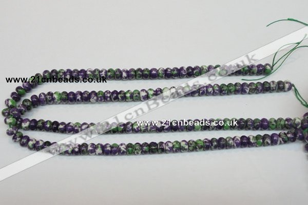 CRF14 15.5 inches 5*8mm rondelle dyed rain flower stone beads wholesale