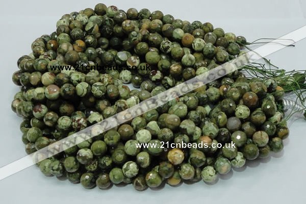 CRH58 15.5 inches 12mm faceted round rhyolite beads wholesale