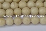 CRJ601 15.5 inches 6mm round white fossil jasper beads wholesale