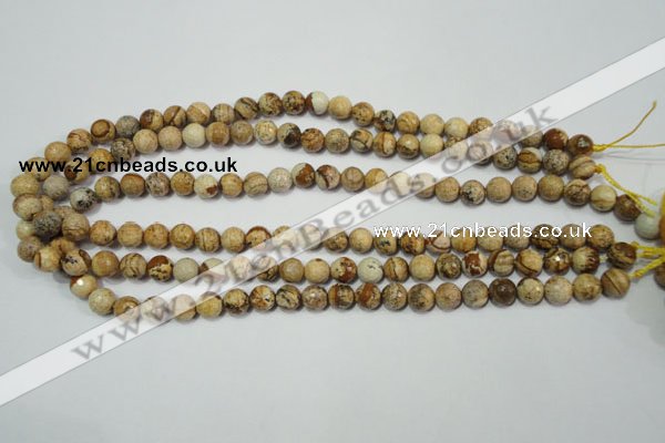 CRO762 15.5 inches 8mm faceted round picture jasper beads wholesale