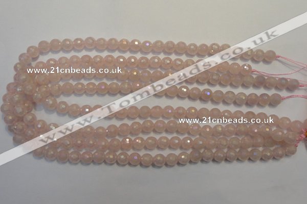 CRQ512 15.5 inches 8mm faceted round AB-color rose quartz beads