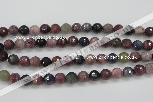 CRZ808 15.5 inches 12mm faceted round natural ruby sapphire beads