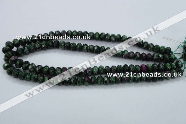 CRZ910 15.5 inches 5*8mm faceted rondelle Chinese ruby zoisite beads